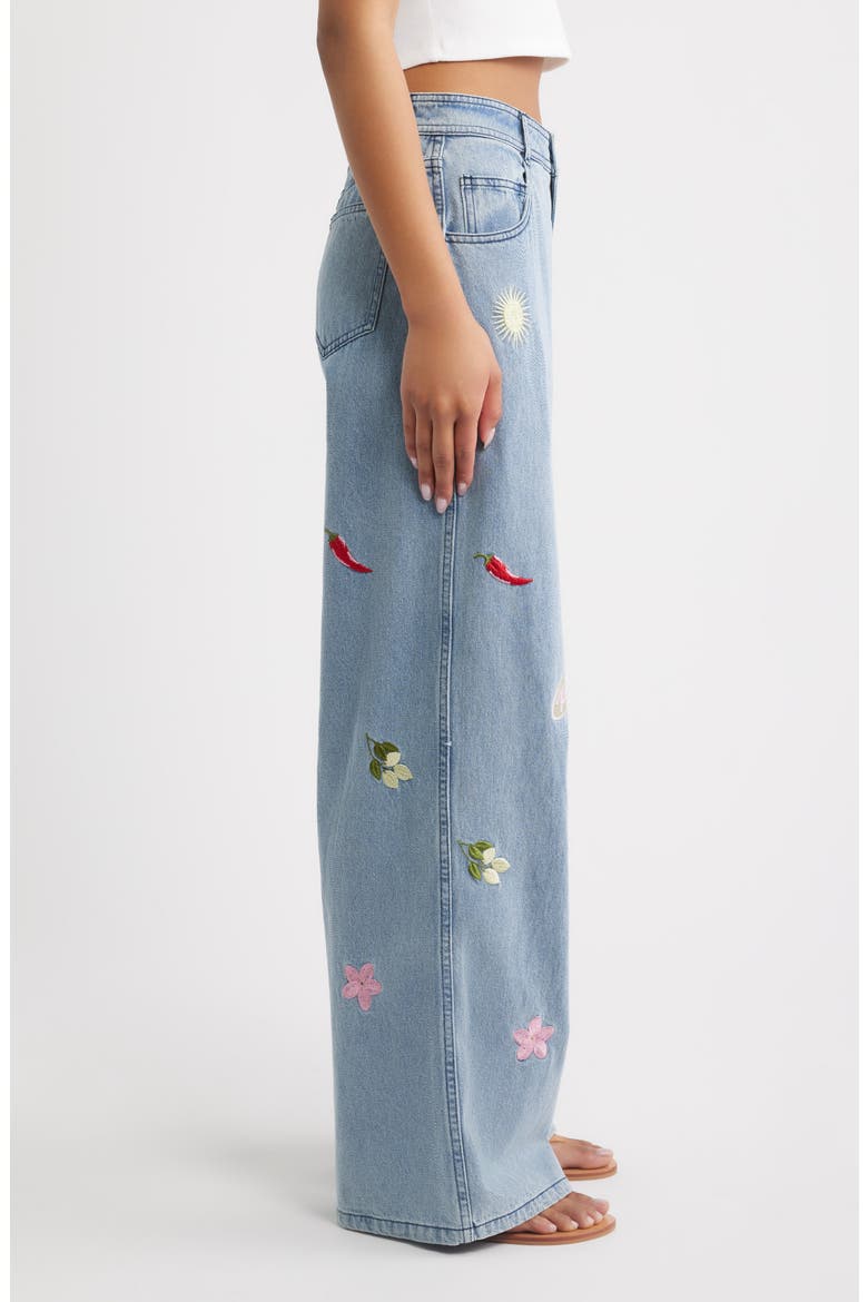 Sunshine Springs Embroidered Wide Leg Jeans, Alternate, color, SUNSHINE SPRINGS