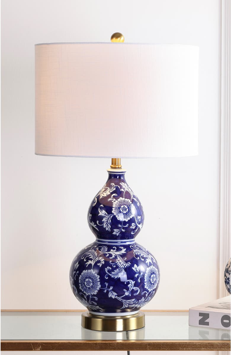 JONATHAN Y Lee 27" Ceramic Chinoiserie LED Table Lamp, Blue/White, Alternate, color,