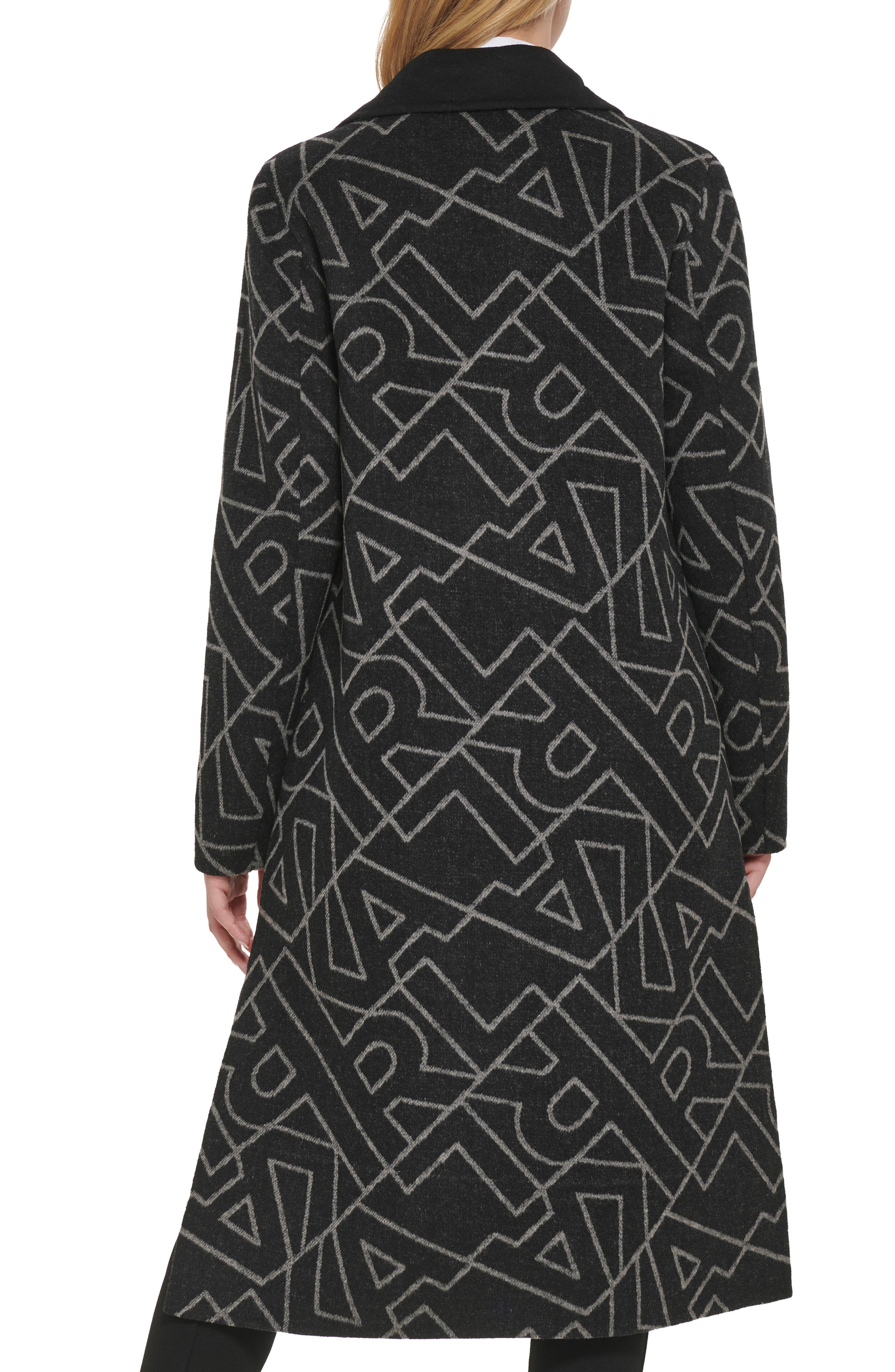 KARL LAGERFELD PARIS Logo Print Wool Blend Maxi Overcoat (Women ...