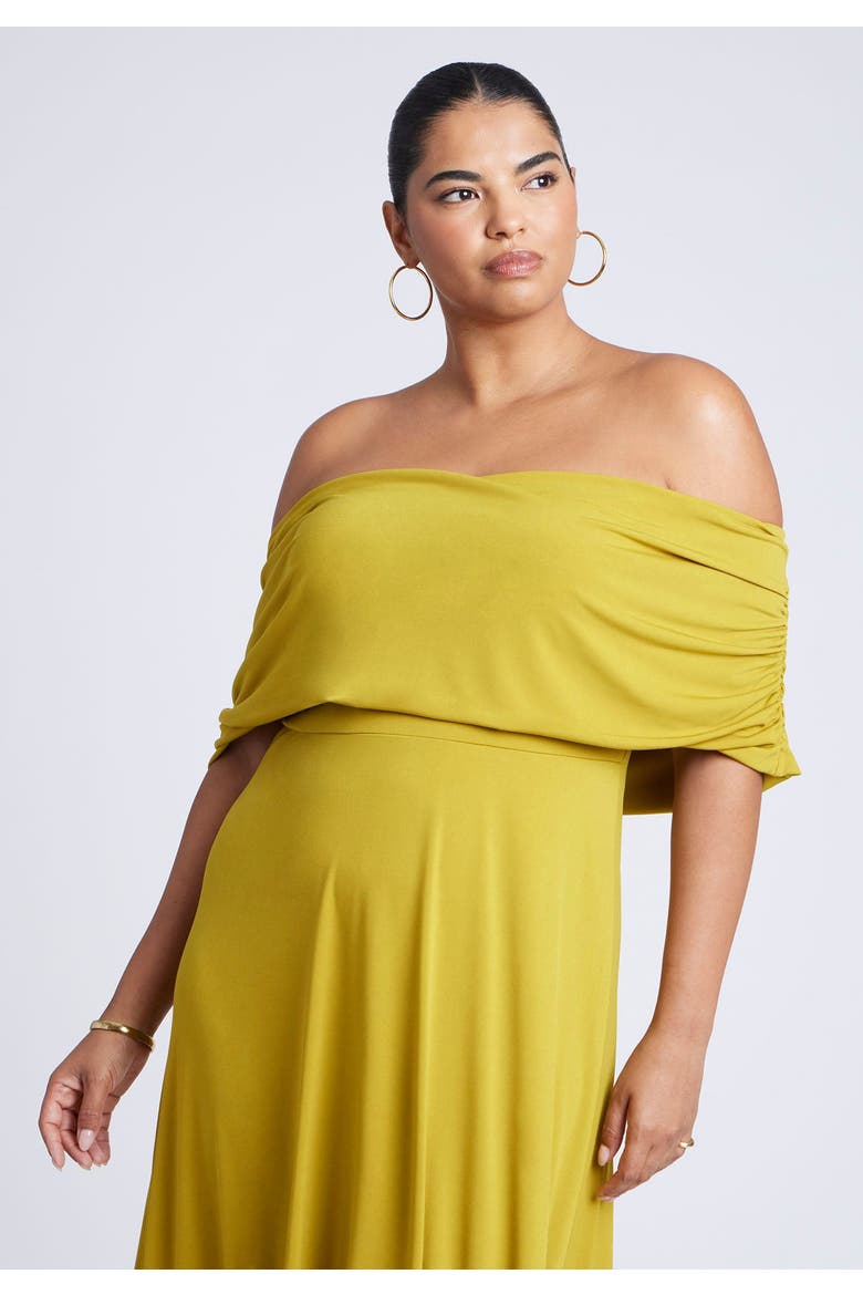 Off The Shoulder Knit Maxi Dress, Alternate, color, AVOCADO OIL