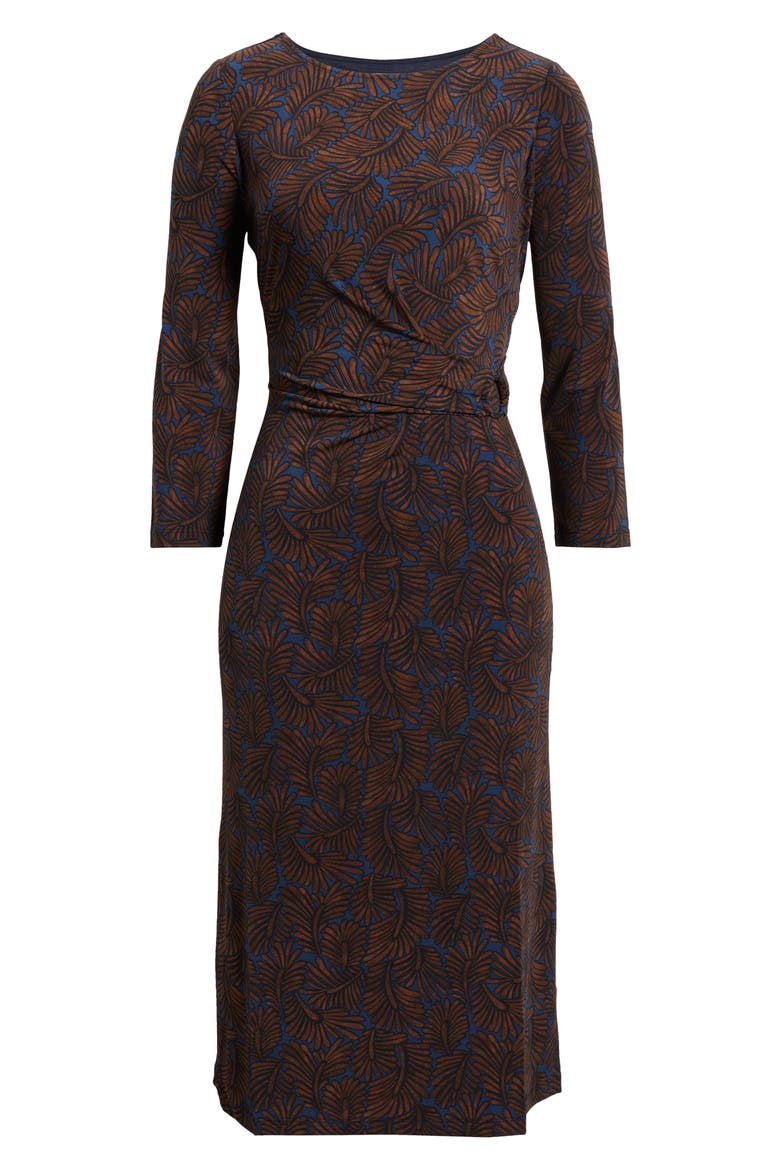 Feather Fern Long Sleeve Knit Midi Dress, Alternate, color, BROWN MULTI