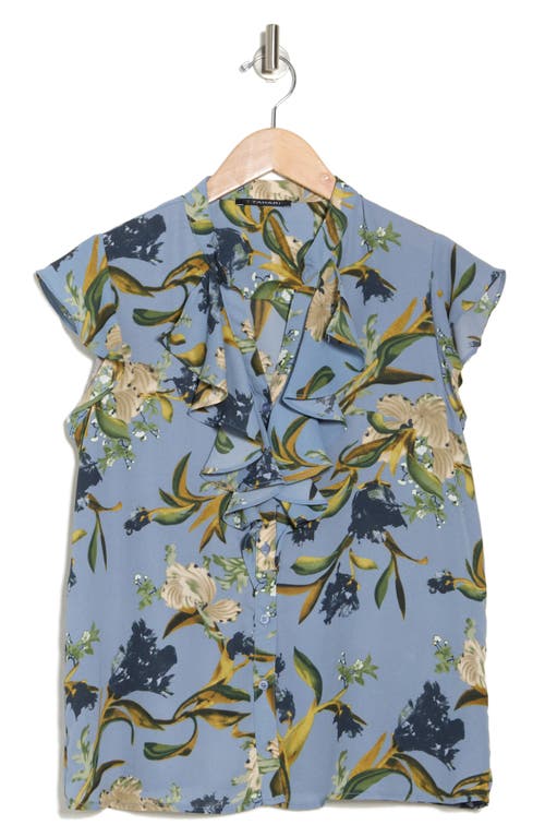 T Tahari Ruffle Cap Sleeve Button-up Top