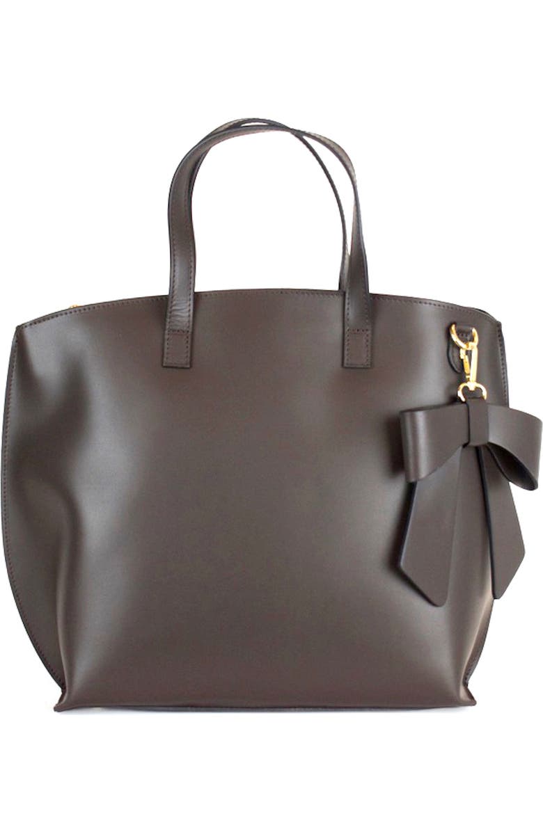 Persaman New York Catherine Bow Tote, Main, color, Brown