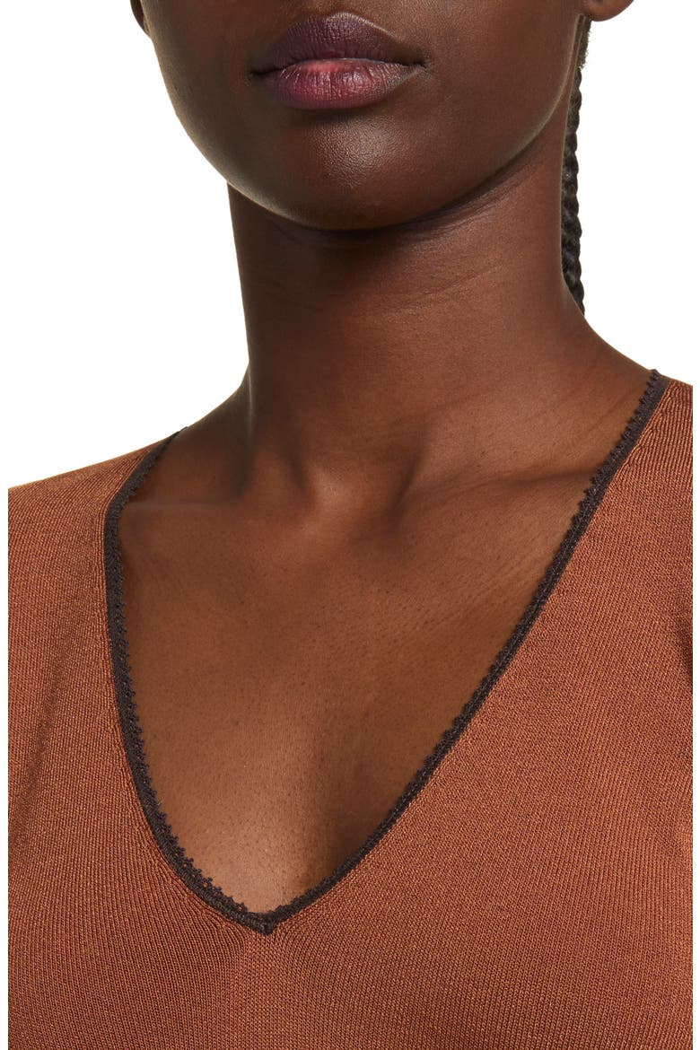 Danielle V-Neck Sweater, Alternate, color, DARK CARAMEL