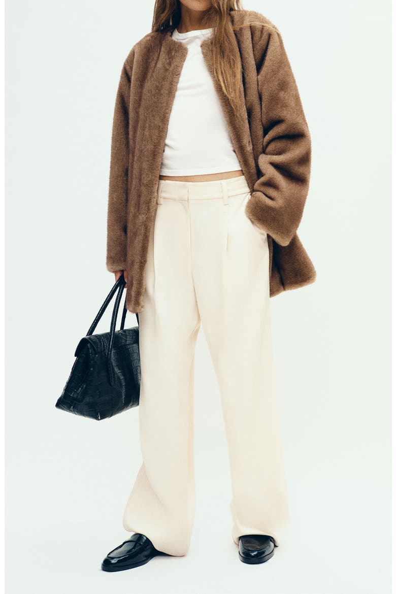 Devin Faux Fur Coat, Alternate, color, TAUPE