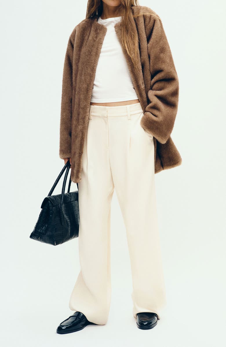 Reformation Devin Faux Fur Coat, Alternate, color, Taupe