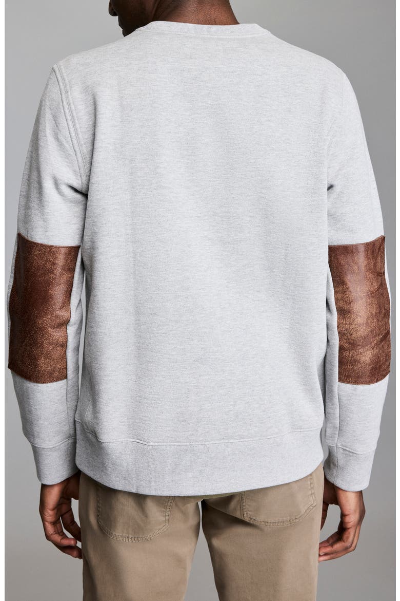 Dover Crewneck Sweatshirt with Leather Elbow Patches, Alternate, color, GREY