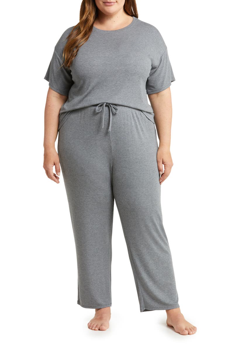 Nordstrom Moonlight Eco Easy Rib Pajamas, Main, color, Grey Dark Heather