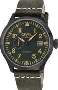 GEVRIL Vaughn Leather Strap Automatic Watch, 44mm