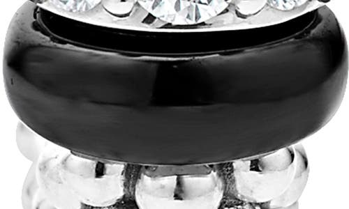 Lagos Black Caviar Diamond Huggie Hoop Earrings In Silver