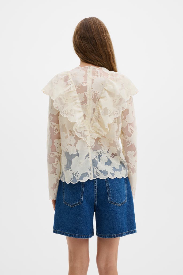 Sansa Ruffled Lace Blouse, Alternate, color, Vanilla