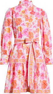 Lilly Pulitzer® Drena Print Tie Waist Long Sleeve Dress
