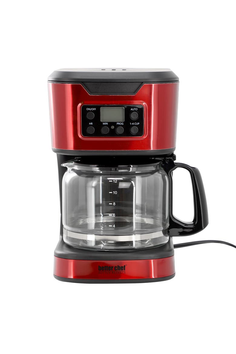12 Cup Stainless Steel Programmable Coffee Maker, Main, color, Red
