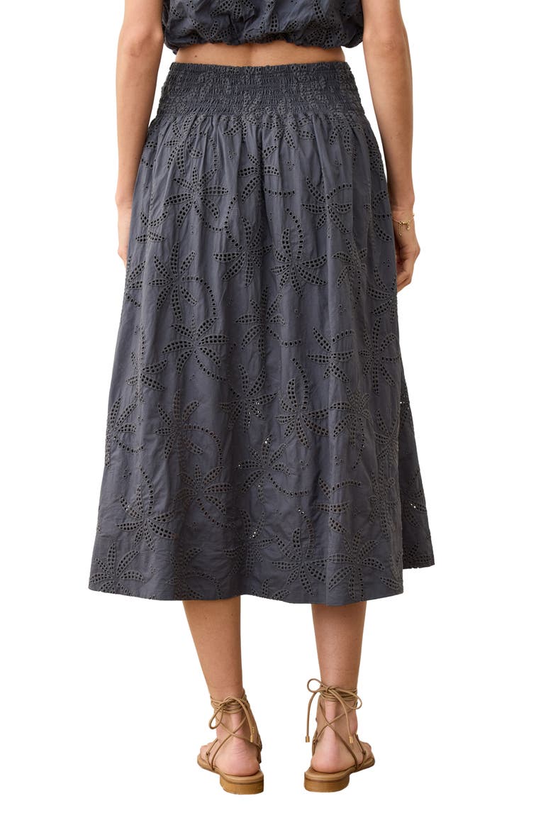 Bea Eyelet Midi Skirt, Alternate, color, INDIGO