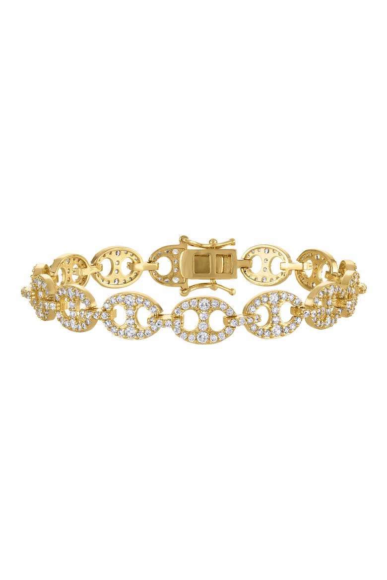 Chain Link Cubic Zirconia Bracelet, Main, color, GOLD