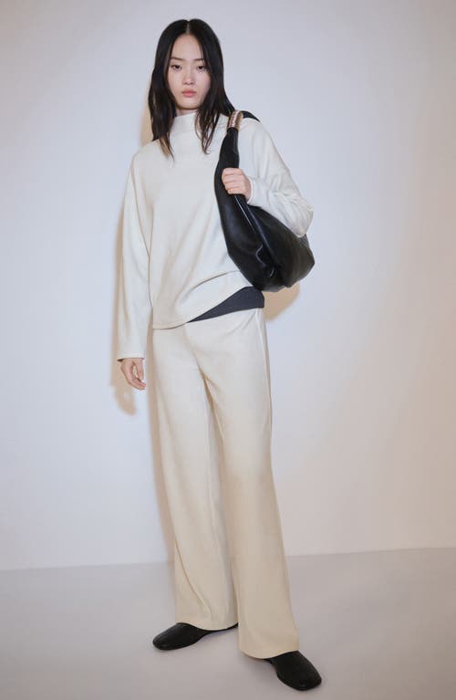 Shop Mango Mock Neck Corduroy Sweatshirt In Ecru