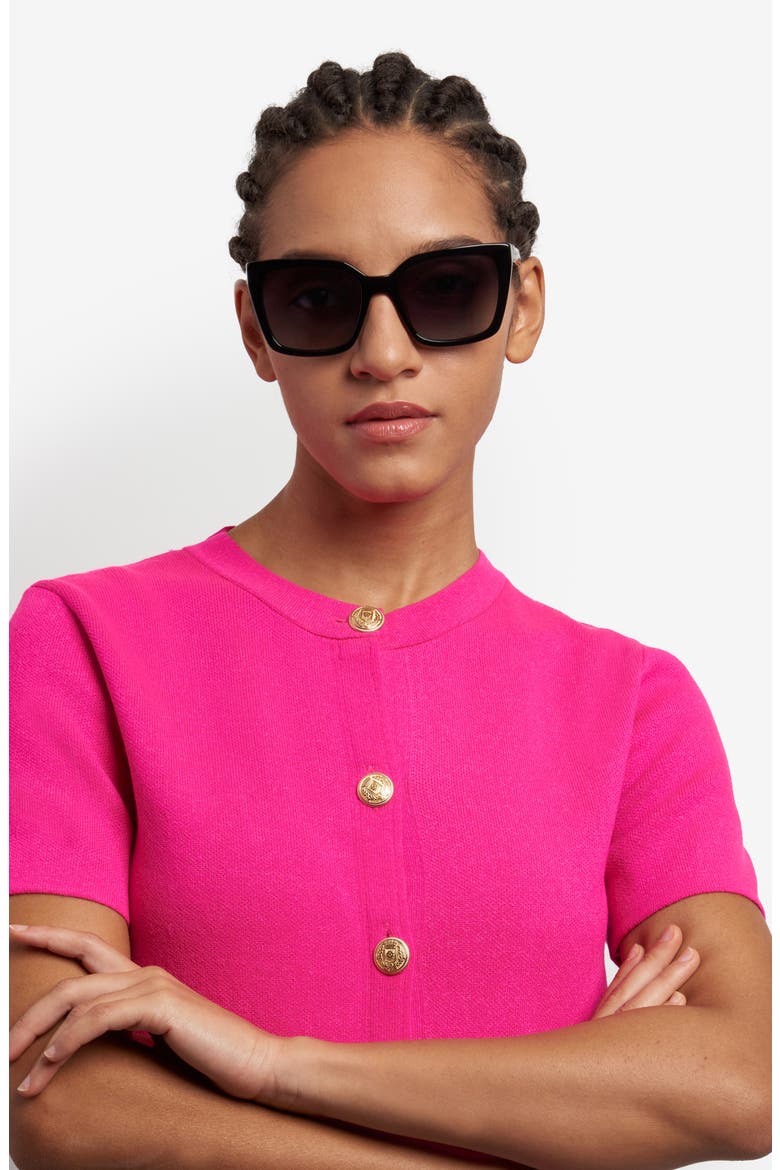 lilah 55mm gradient square sunglasses, Alternate, color, BLACK PINK HAVANA/ DARK GREY