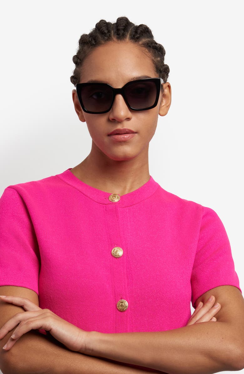 Kate Spade New York lilah 55mm gradient square sunglasses, Alternate, color, Black Pink Havana/ Dark Grey