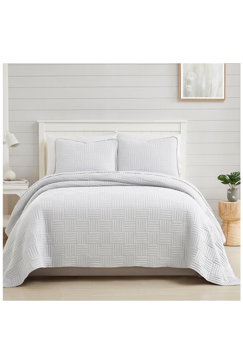 Grid Oversized Quilt Set, Alternate, color, WHITE