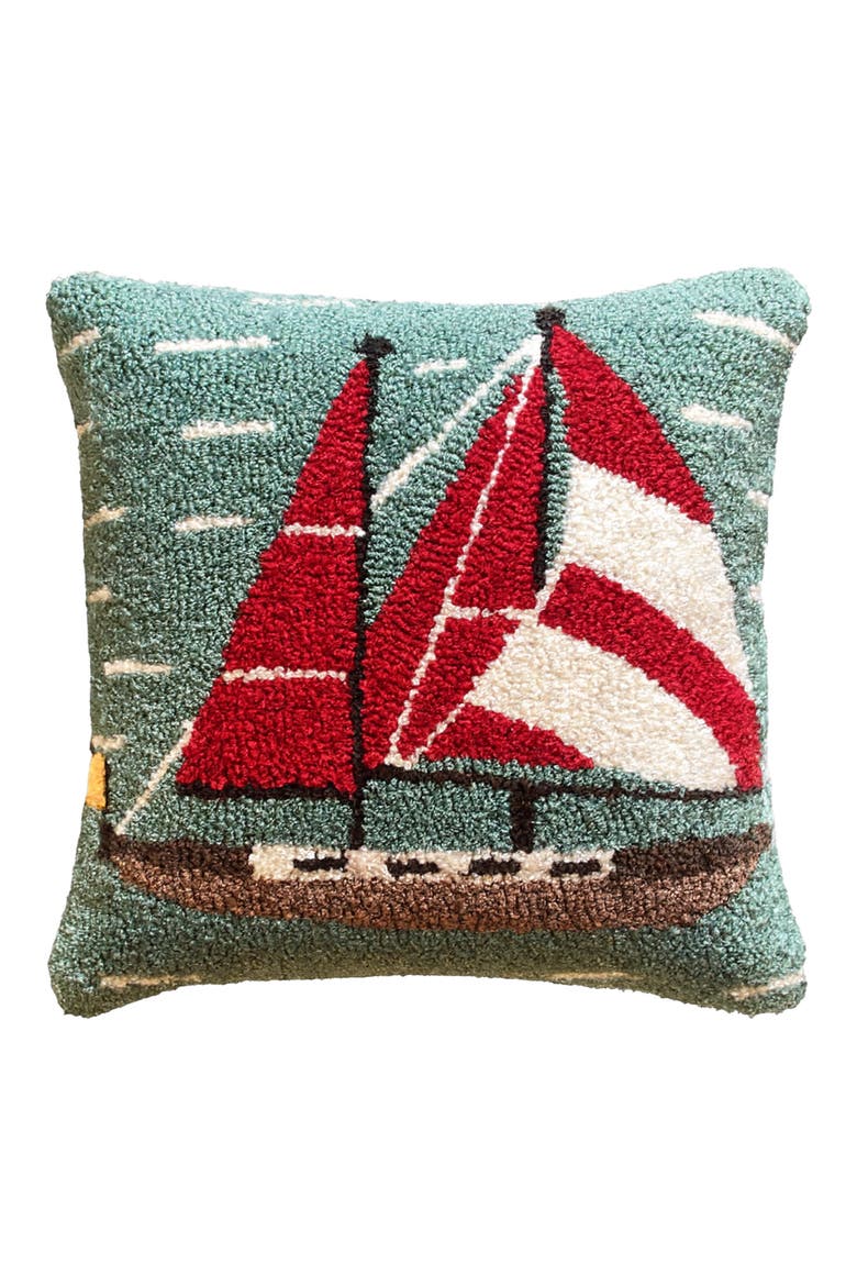 Seas the Day Accent Pillow, Main, color, AQUA/ YELLOW/ RED