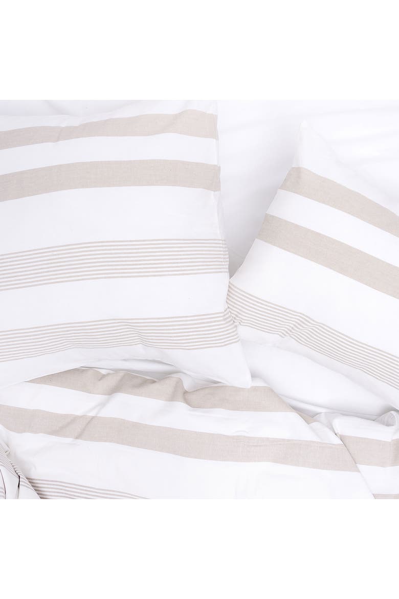 Noland Stripe Dune Queen Bed Duvet Cover, Alternate, color, Brown