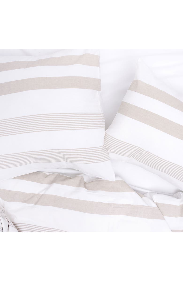 carol & frank Noland Stripe Dune Queen Duvet Cover, Alternate, color, Brown