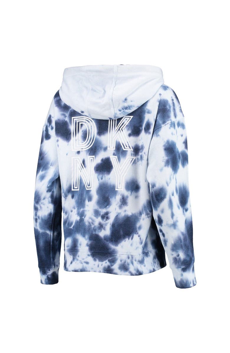 DKNY SPORT Women's DKNY Sport White/Navy New England Patriots Dakota Oversized Tie-Dye Half-Zip Hoodie, Alternate, color, White