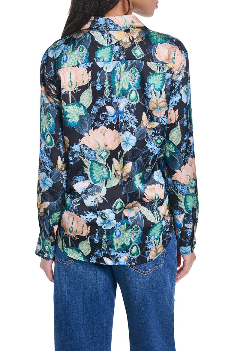 Oversized Long Sleeve Shirt, Alternate, color, BLACK/ MULTI