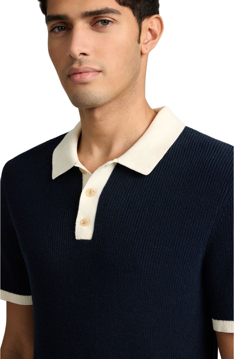 Onia Cotton Linen Knit Polo, Alternate, color, Midnight/Egret