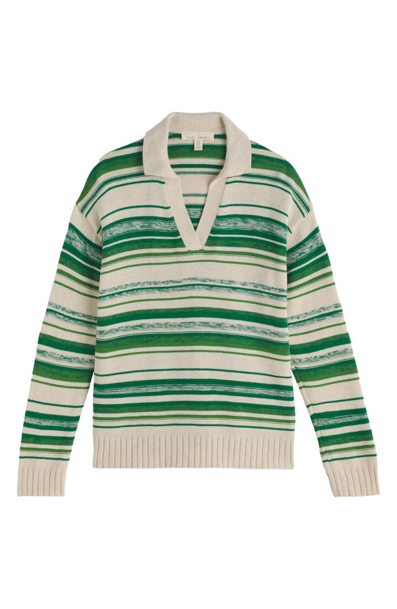 Seasalt Cornwall Bird Flight Stripe Organic Cotton Johnny Collar Sweater, Alternate, color, Corula Chalk Bright Green