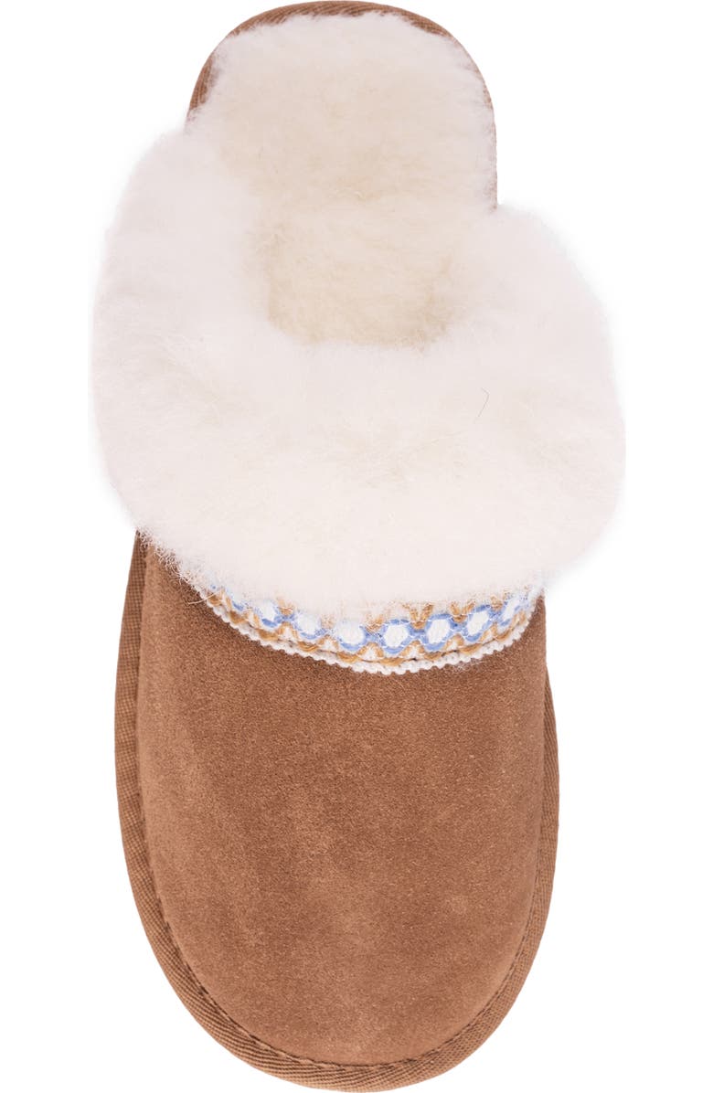 MUK LUKS Dawn Suede Scuff Slipper with Genuine Shearling Trim, Alternate, color, Caramel