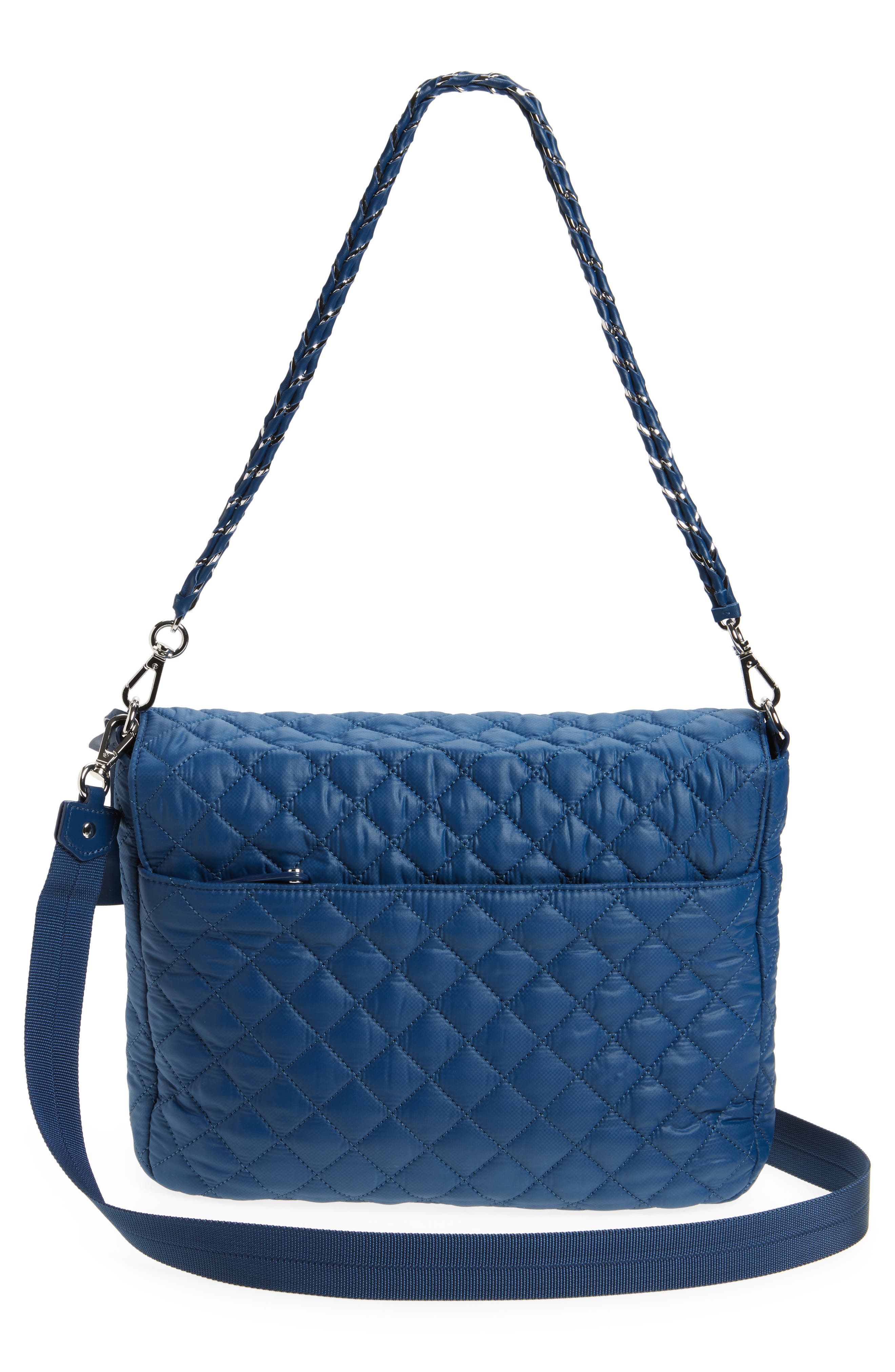 MZ Wallace Large Crosby Lock Quilted Nylon Crossbody Bag, Alternate, color, French Blue