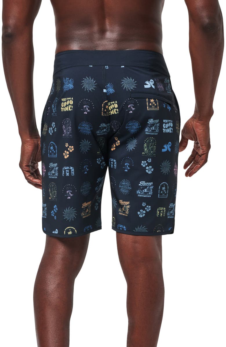 TravisMathew Longboarders Swim Trunks, Alternate, color, Black