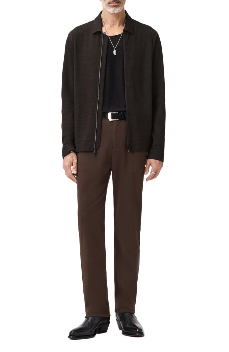 John Varvatos Kassen Jacquard Zip-Up Shirt Jacket, Alternate, color, Dark Brown