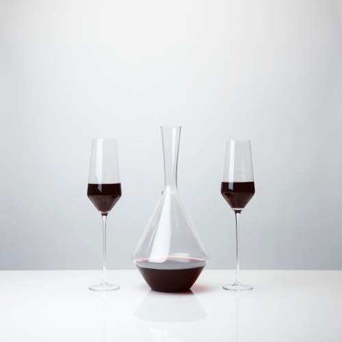 Viski Raye Crystal 3-piece Angled Bordeaux Decanter And Wine Glass Set In Clear