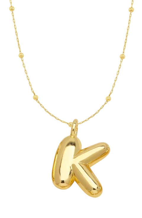 14K Gold Plated Bubble Initial Pendant Necklace