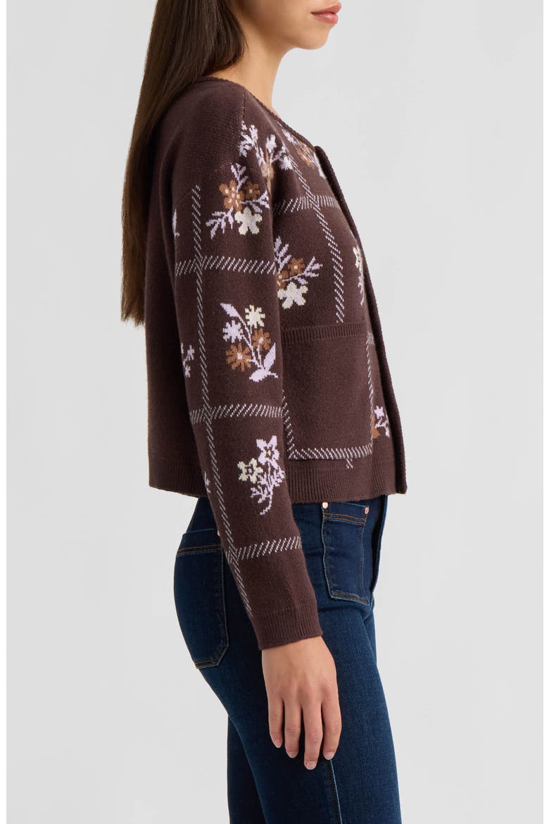 Floral Patchwork Cardigan, Alternate, color, BROWN