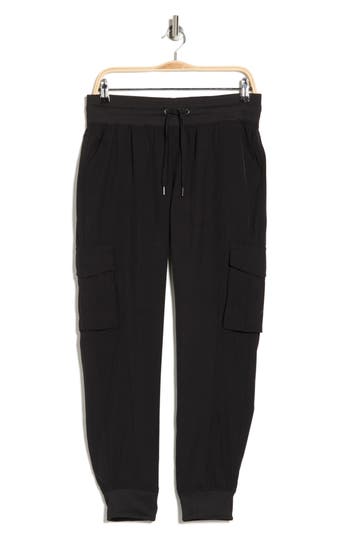 Kyodan Drawstring 4-way Stretch Cargo Joggers In Black