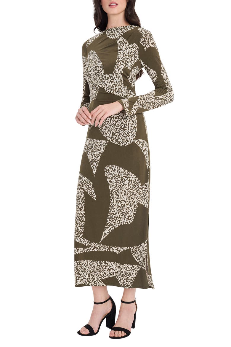 Colorblock Long Sleeve Maxi Dress, Alternate, color, OLIVE/ CREAM