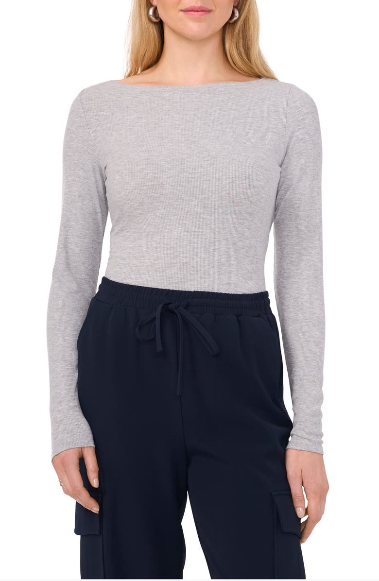 Halogen<sup>®</sup> Long Sleeve Boat Neck T-Shirt, Main, color, Silver Hth