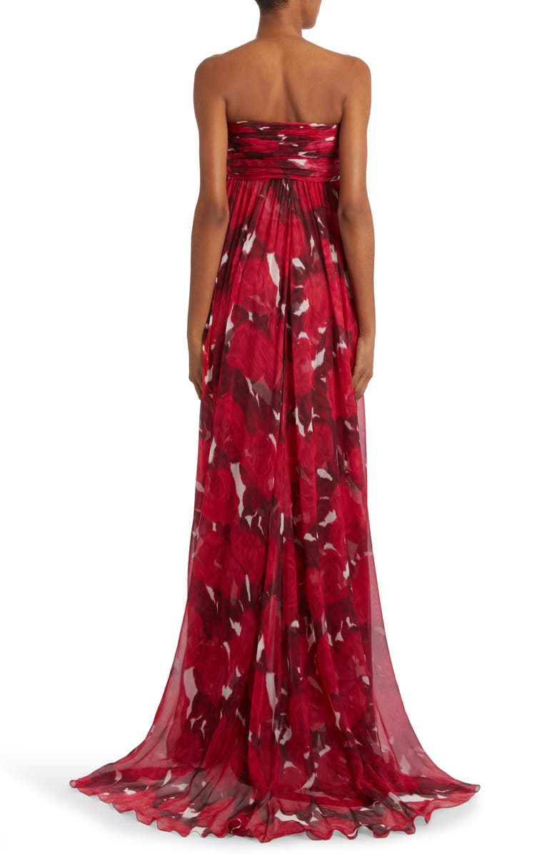 Valentino Garavani Rose Print Off the Shoulder Chiffon Gown, Alternate, color, 