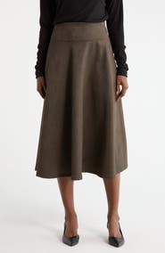 Renee C Faux Suede Flare Skirt