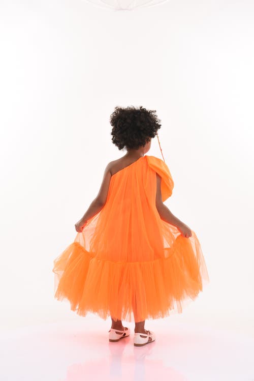 Tulleen Maggi Oversize-bow Tulle Dress In Neon Orange