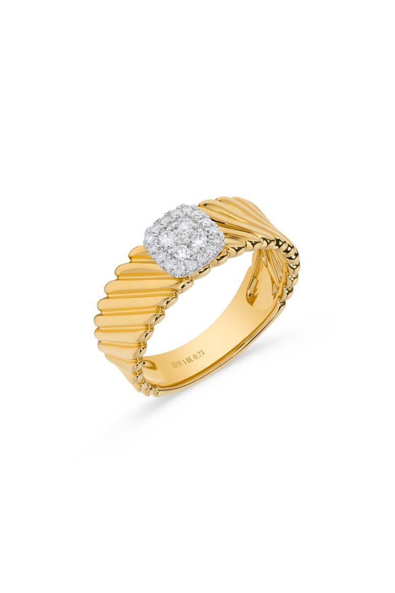 Diamond Cluster Gold Swirl Stack Ring in 14K Yellow Gold, Main, color, 14K Yellow Gold