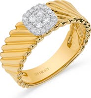 Ancona Fine Jewelry Diamond Cluster Gold Swirl Stack Ring in 14K Yellow Gold