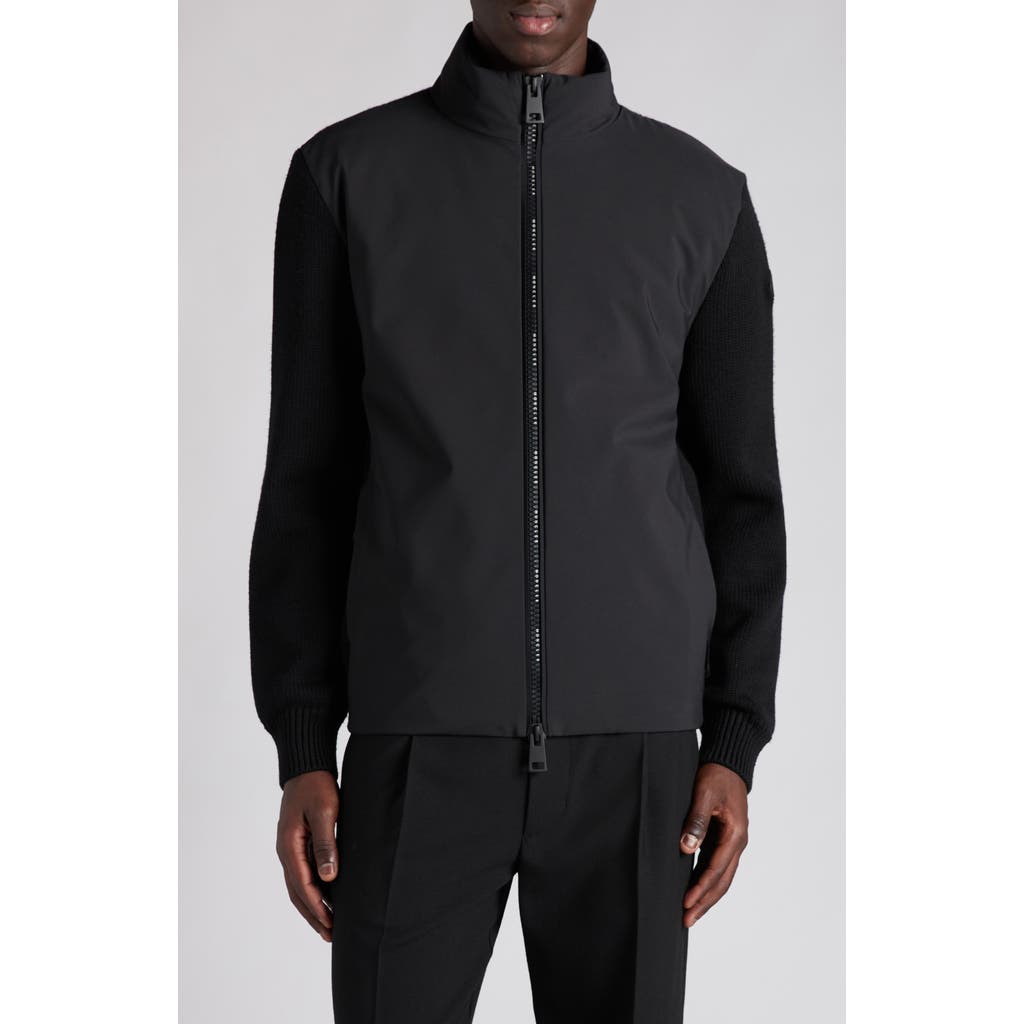 Moncler Long-sleeve Zip-up Cardigan In Black