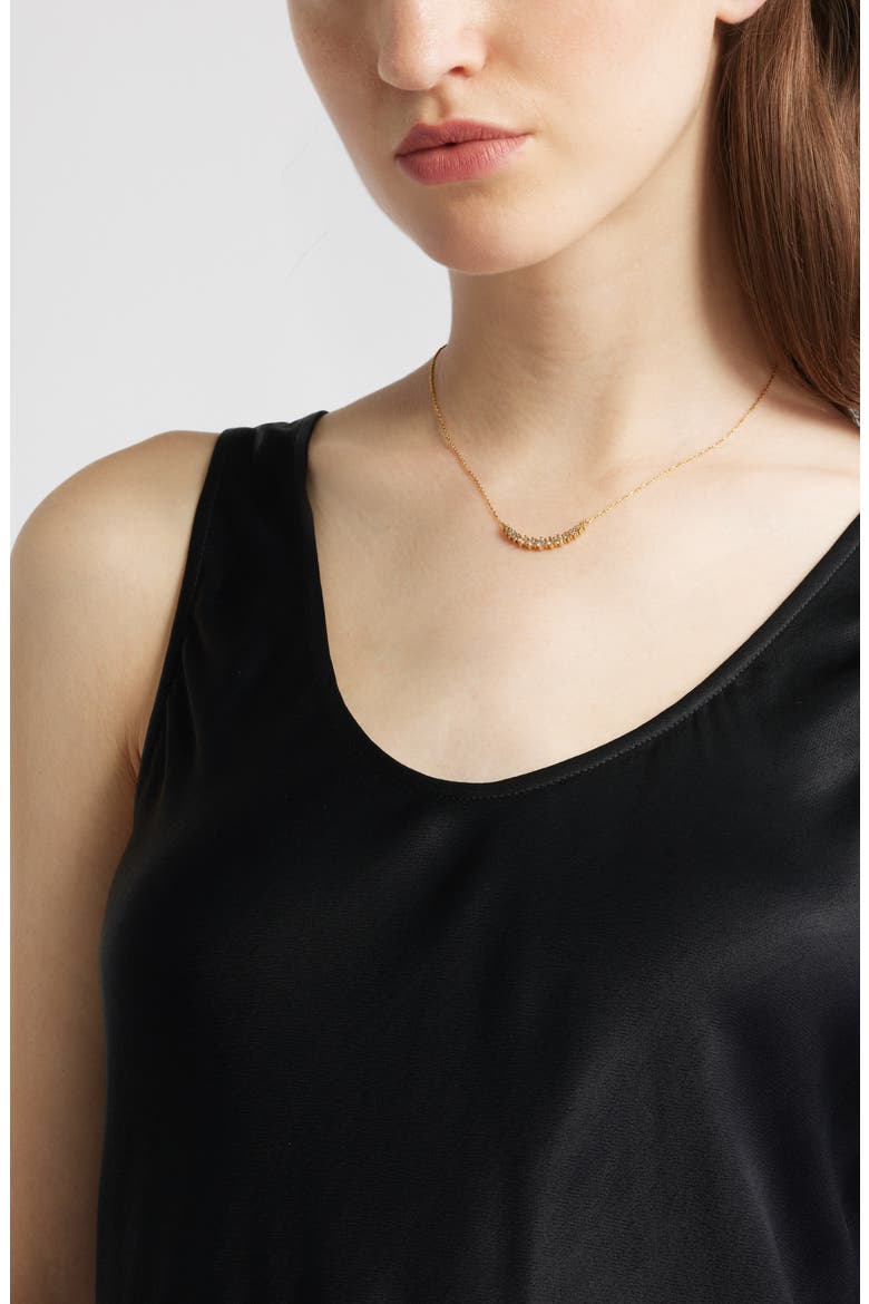 Waterproof Cubic Zirconia Bar Necklace, Alternate, color, CLEAR- GOLD