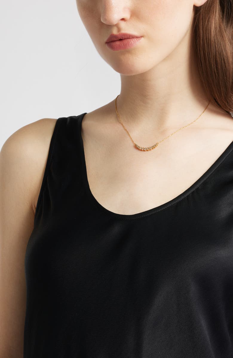 Nordstrom Waterproof Cubic Zirconia Bar Necklace, Alternate, color, Clear- Gold