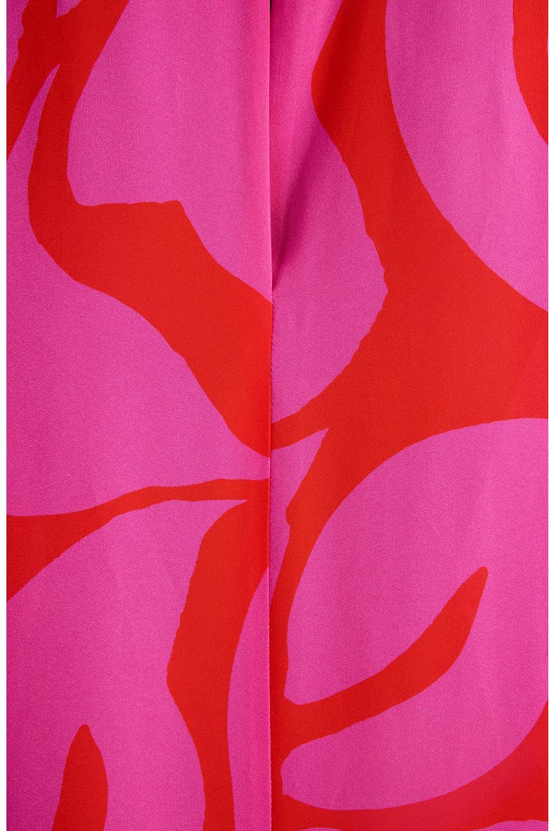 Dosta Giant Floral Print Long Sleeve Crepe Midi Dress, Alternate, color, FUCHSIA