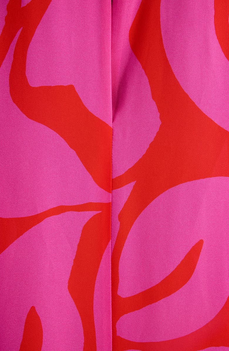 Dries Van Noten Dosta Giant Floral Print Long Sleeve Crepe Midi Dress, Alternate, color, Fuchsia